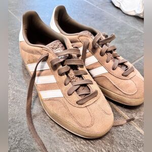 Adidas Brown and White Suede Sneakers